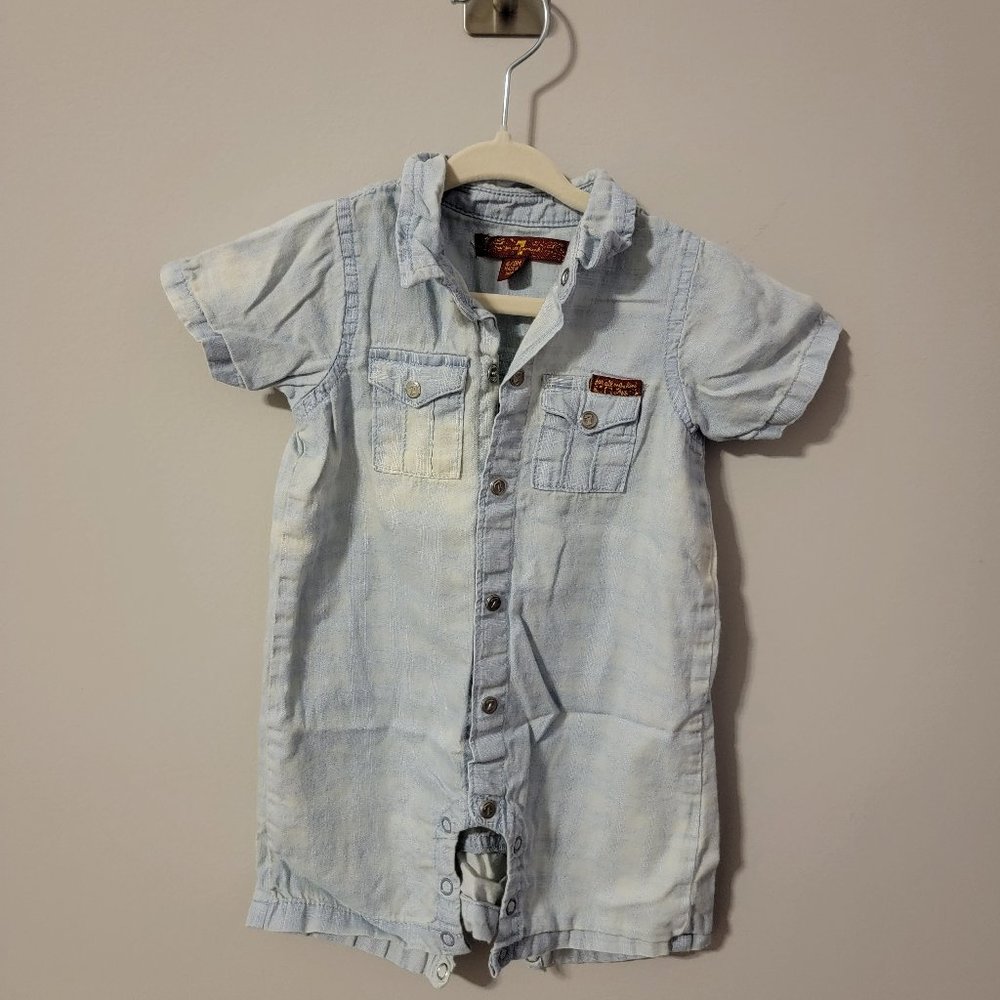 7 For All Mankind Knit Denim/Chambray Shortall